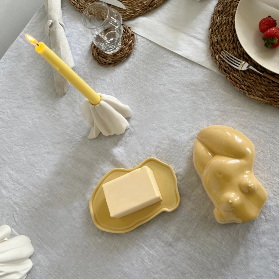 Anissa Kermiche Buttero Dish Light-Yellow Ceramic Decorative Bowl