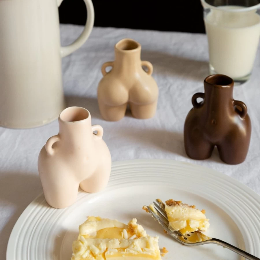 Anissa Kermiche Mini Love Handles Trio Neutral Ceramic Vases - Elegant Home Decor
