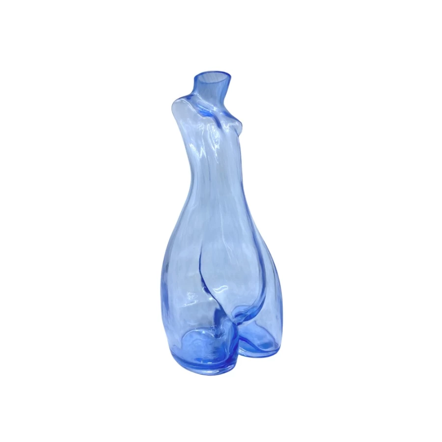 Anissa Kermiche Cerulean Blue Glass Carafe - Elegant Decanter for Wine & Water