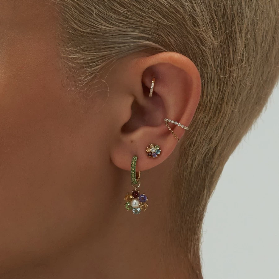 Anissa Kermiche Daisy Me Rollin Stud Earrings for Women - Floral Gold Studs