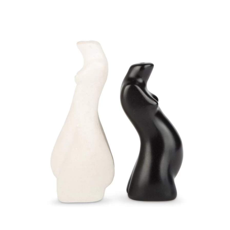 Anissa Kermiche Beige & Black Body Salt and Pepper Shaker Set - Modern Ceramic Kitchenware