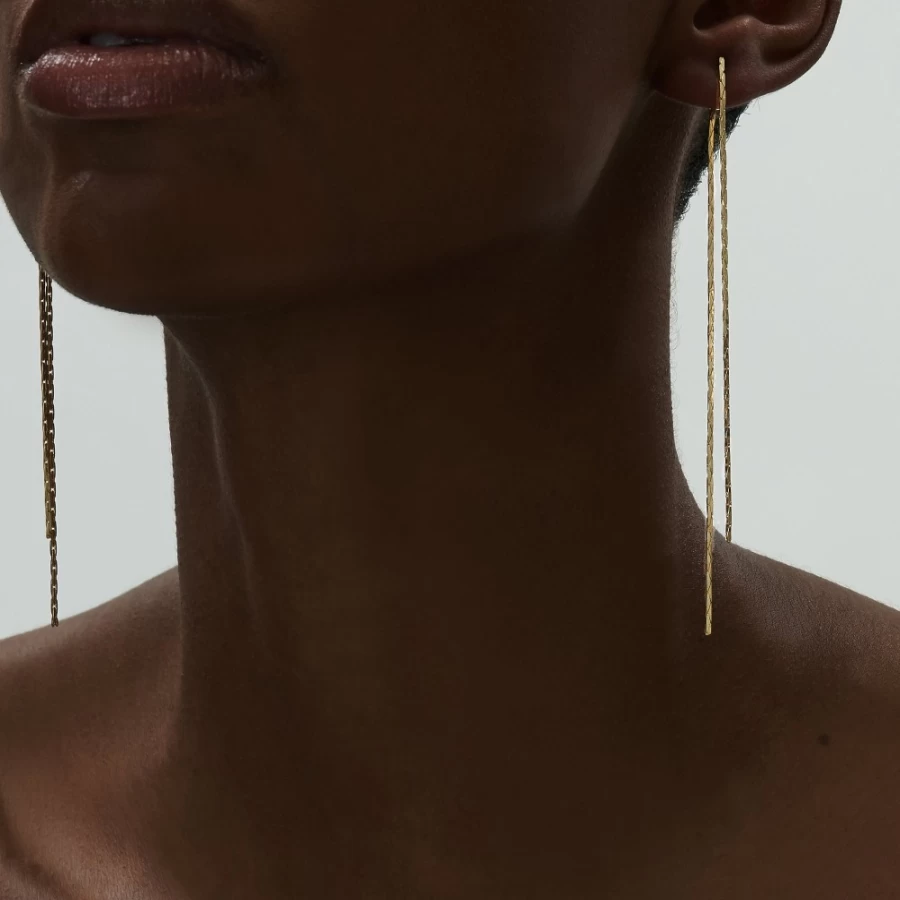 Anissa Kermiche Women's Two Line Tassel Earrings - Elegant Dangling Gold Jewelry for Women