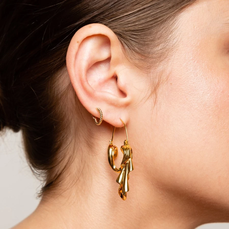 Anissa Kermiche Gold Dangling Drape Earrings for Women - Elegant Drop Design
