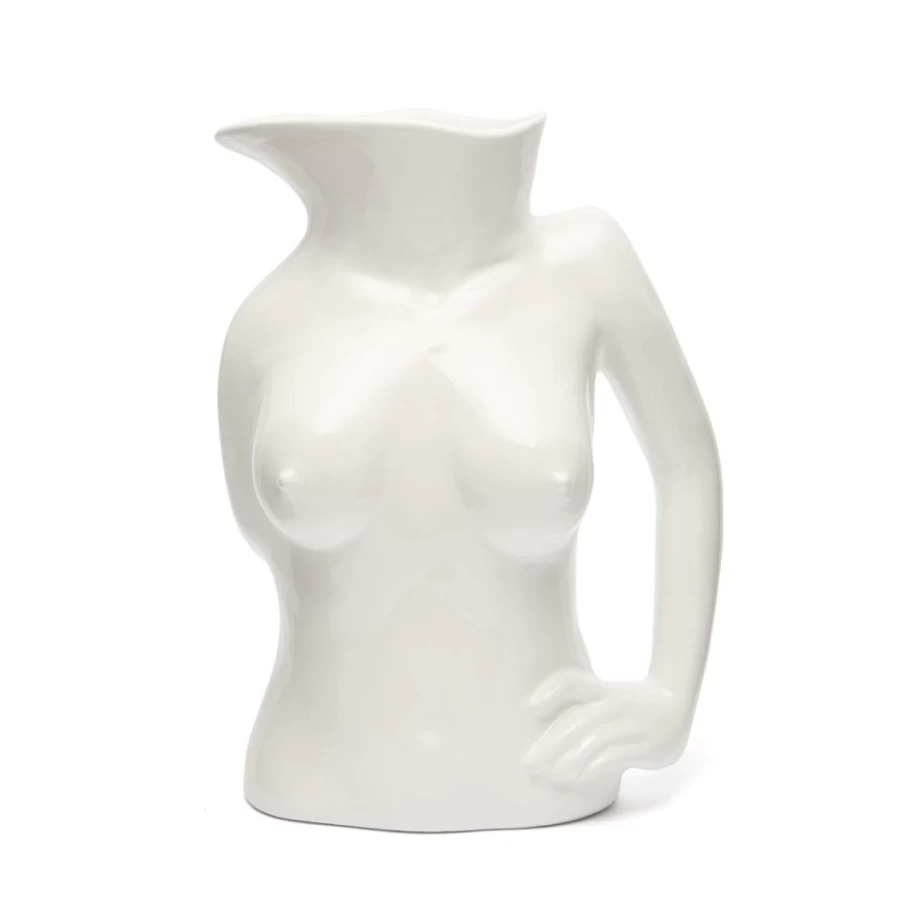 Anissa Kermiche High-Shine White Jugs Jug - Elegant Ceramic Decorative Piece