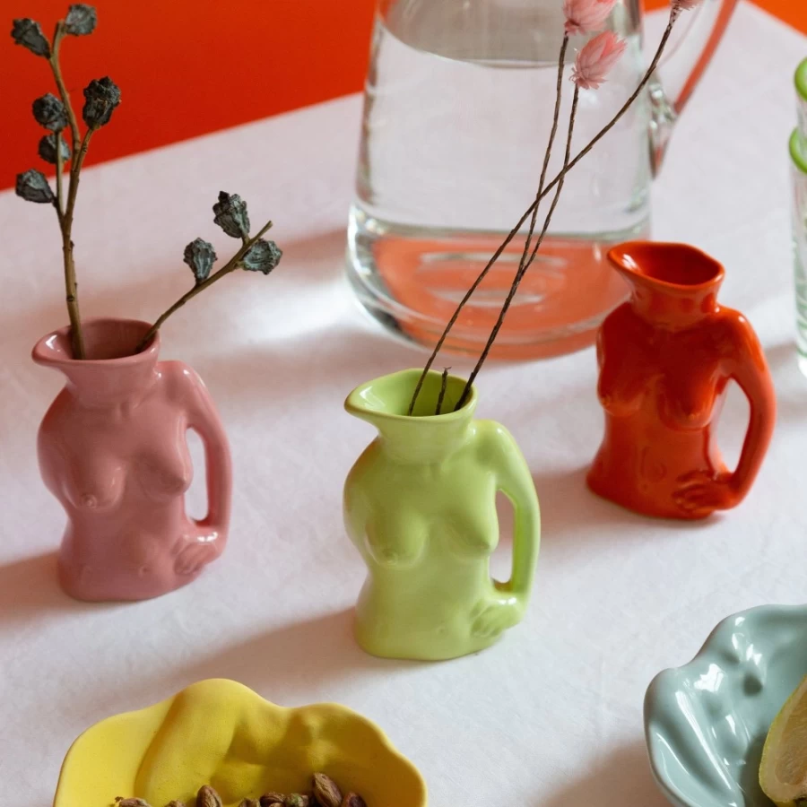 Anissa Kermiche Mini Jugs Trio - Lime, Orange & Rose Ceramic Decorative Vases