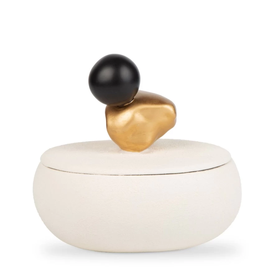 Anissa Kermiche Luxury Jewellery Box in White, Gold & Black - Elegant Storage for Rings, Necklaces & Bracelets