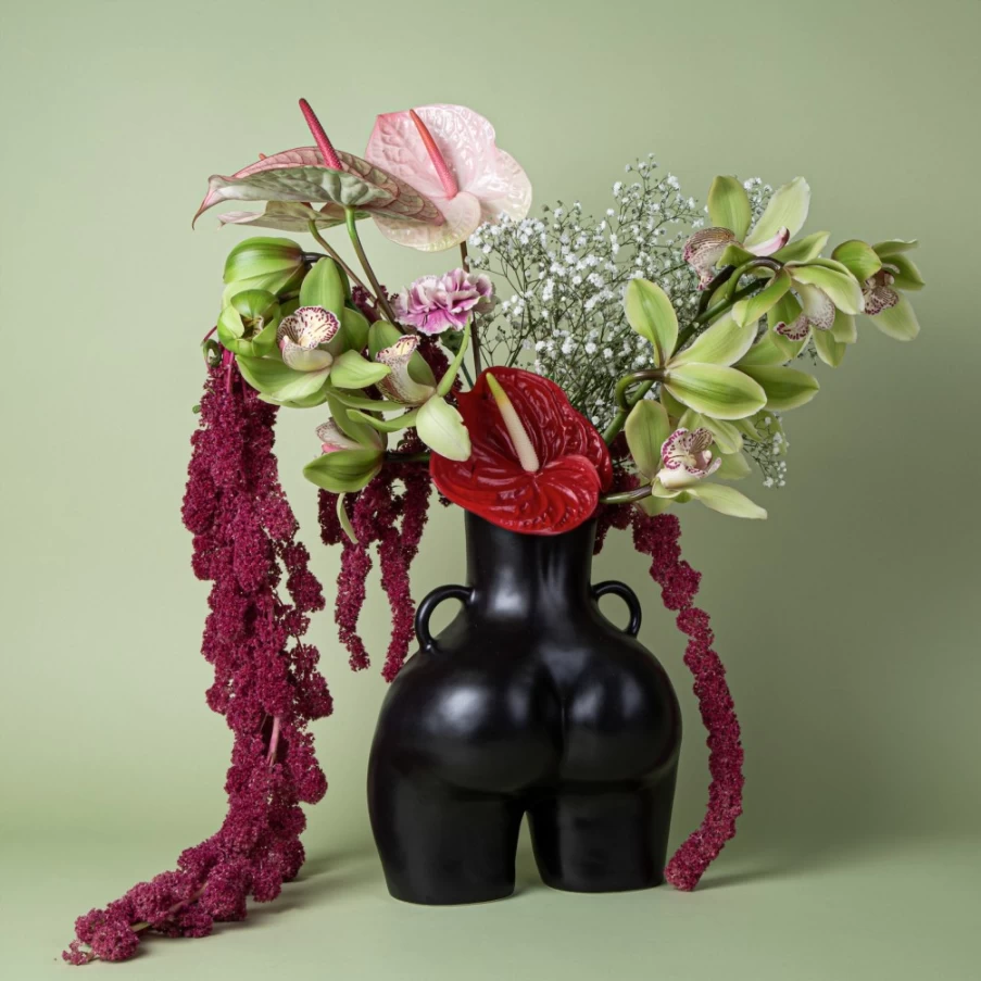 Anissa Kermiche Black Love Handles Vase - Modern Sculptural Home Decor