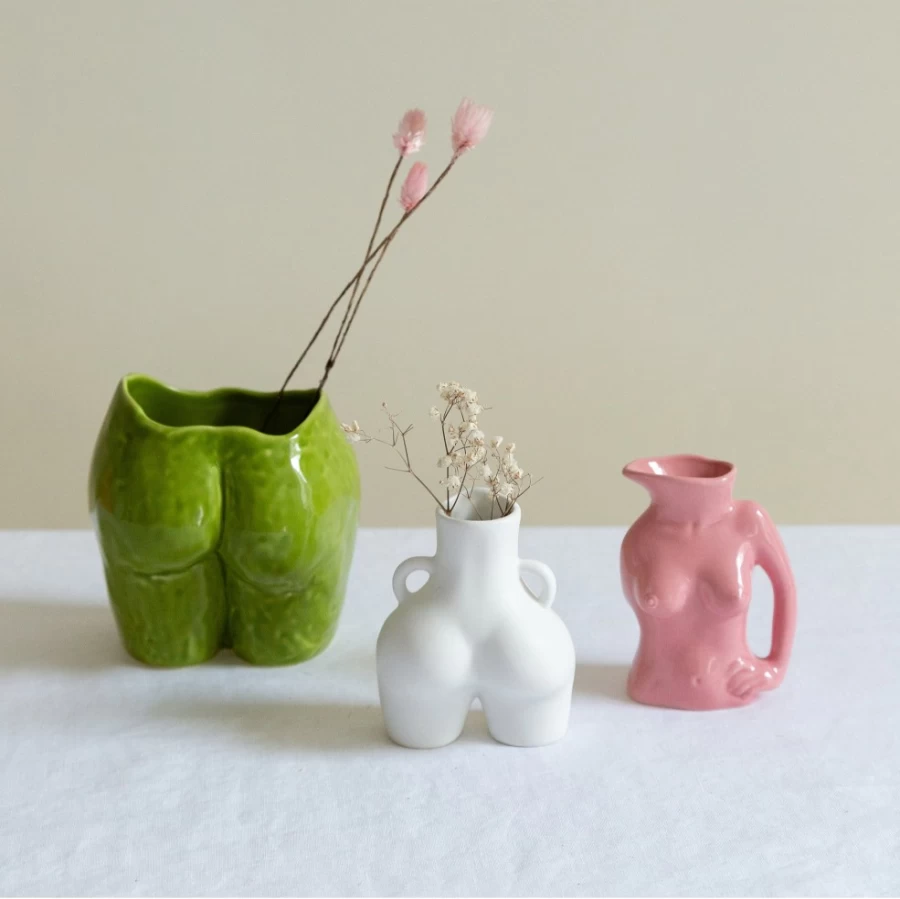 Anissa Kermiche Popotin Pot High-Shine Olive Ceramic Vase - Decorative Home Accessory