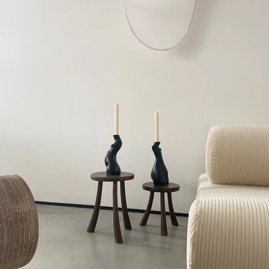 Anissa Kermiche Tit For Tat Candlestick Short - Matte Black Decorative Candle Holder