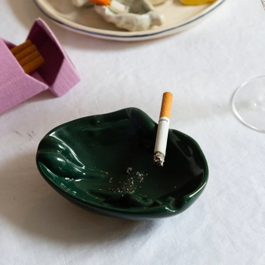 Anissa Kermiche Bottle Green Ashtray - Modern Ceramic Ashtray for Home Decor