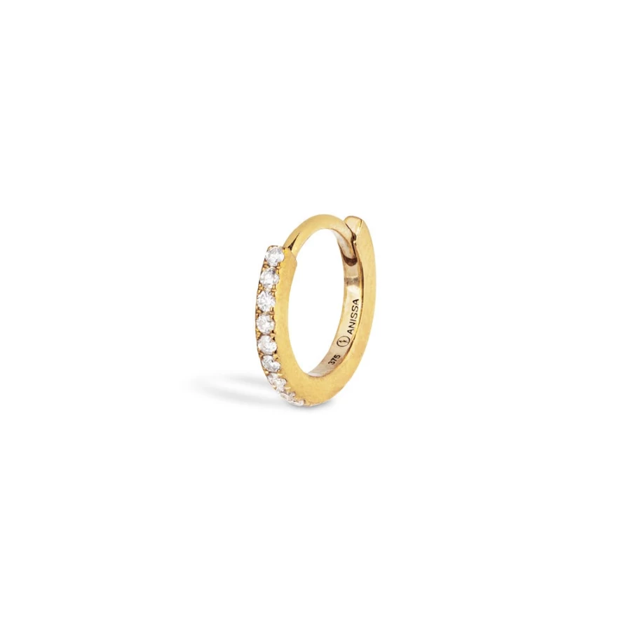 Anissa Kermiche Women's Large Thick Pave Hoop Earrings 8mm Gold Plated Statement Jewelry
