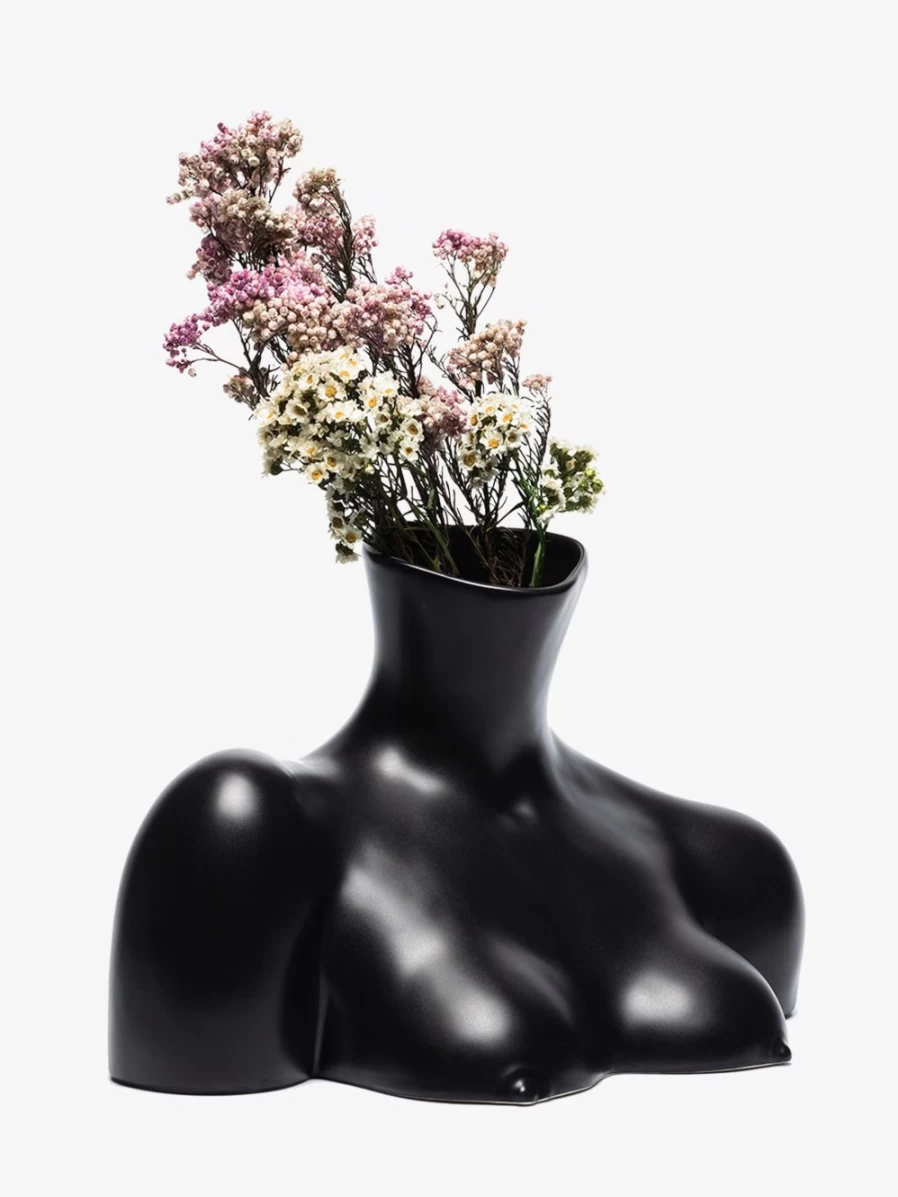 Anissa Kermiche Black Breast Friend Vase - Modern Sculptural Home Decor