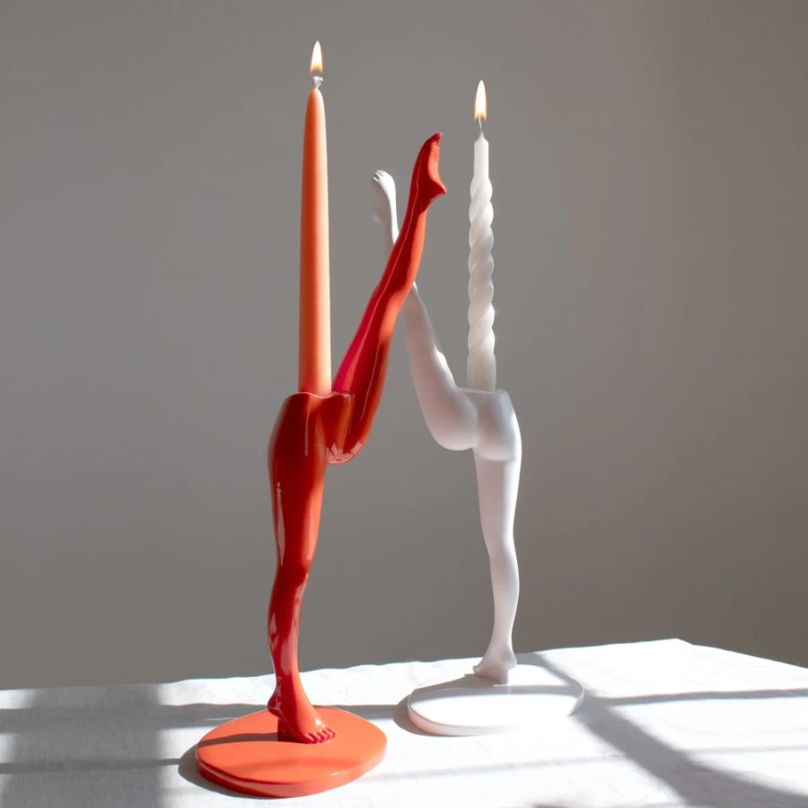 Anissa Kermiche Orange Can Shaped Candlestick - Decorative Home Accessory