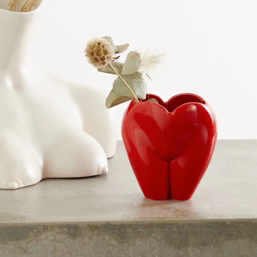 Anissa Kermiche Red Shiny Bottom Of My Heart Pot - Decorative Ceramic Vase
