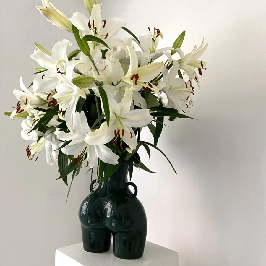 Anissa Kermiche Bottle-Green Love Handles Vase - Elegant Ceramic Home Decor