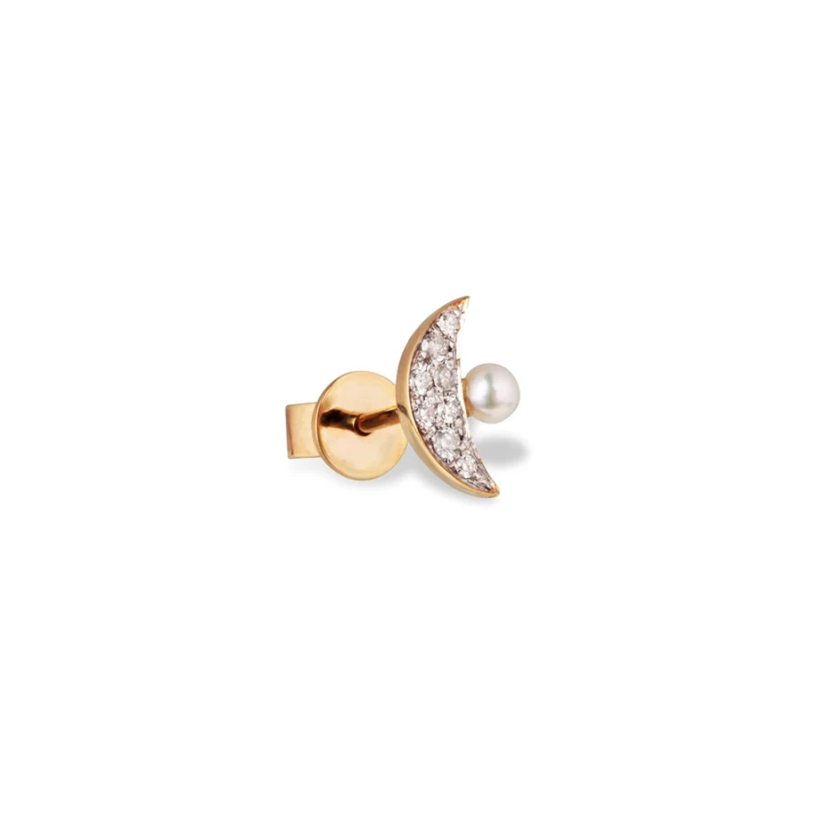 Anissa Kermiche Moon Stud Earrings for Women - Minimalist Gold Hoop Earrings with Crescent Moon Design