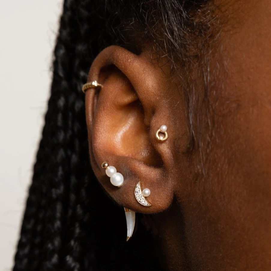 Anissa Kermiche Corne De Perles Mini Pearl Hoop Earrings for Women