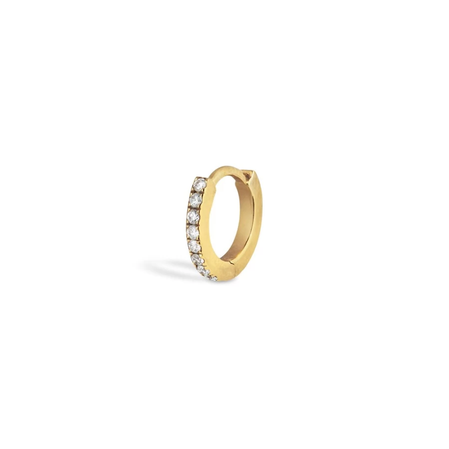 Anissa Kermiche Women's Small Thick Pave Hoop Earrings 6.5mm Gold Plated Luxury Jewelry