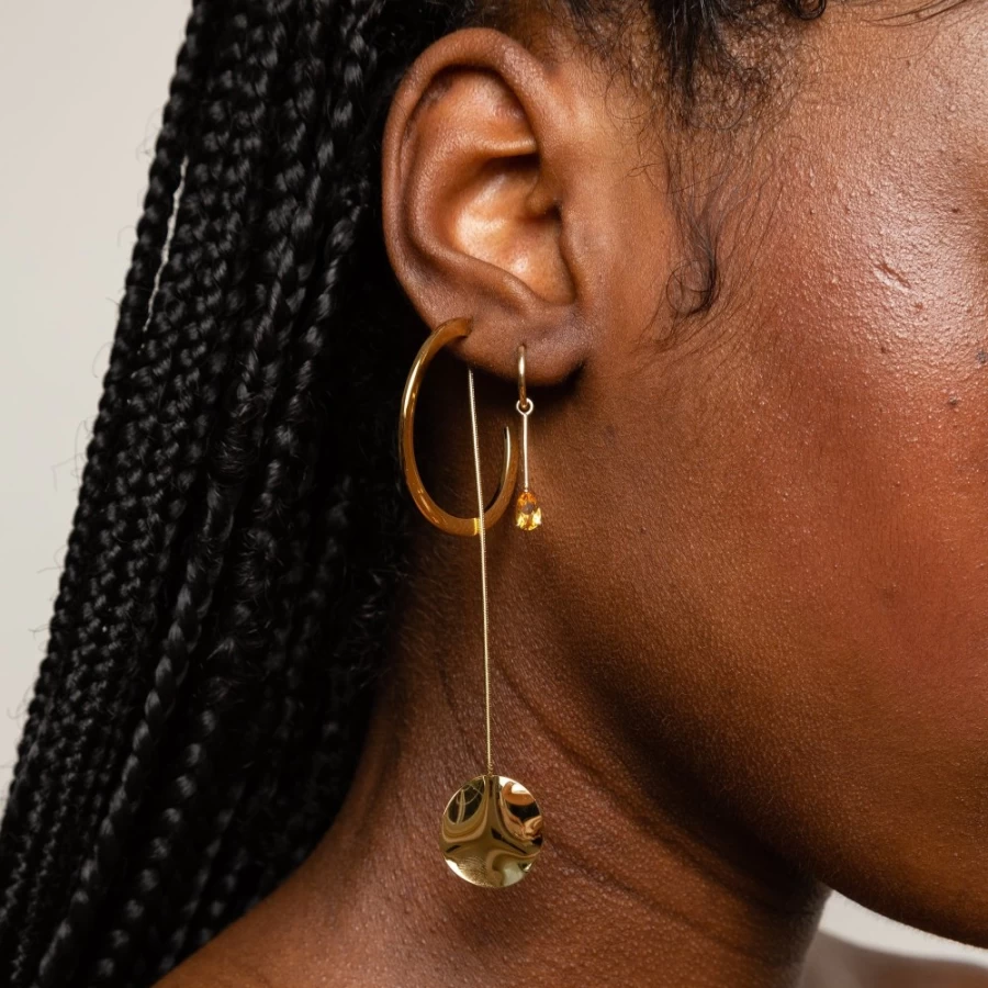 Anissa Kermiche Circle-Line Earrings for Women - Minimalist Gold Hoop Earrings
