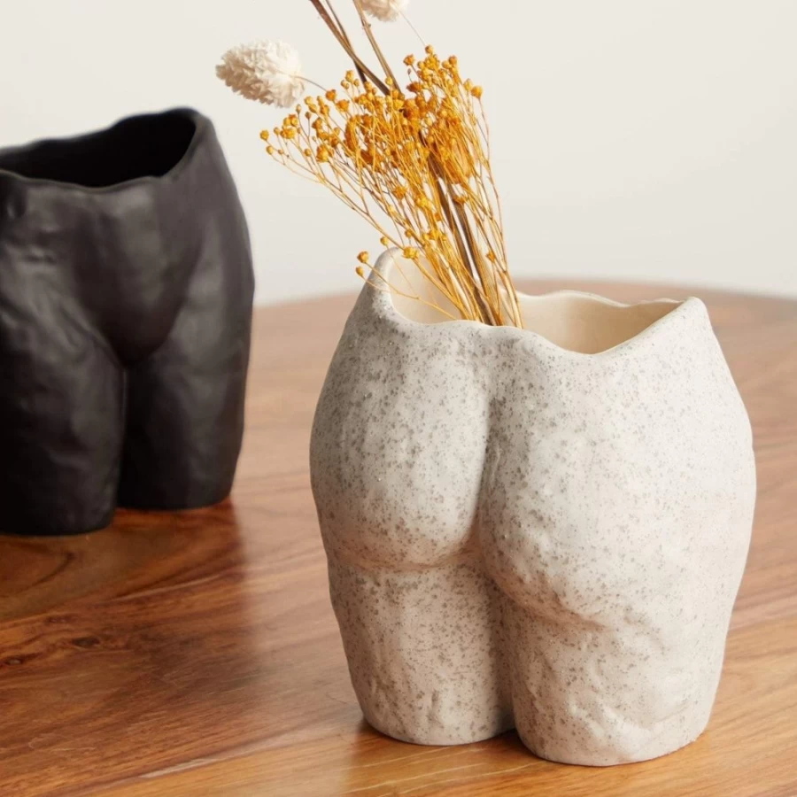 Anissa Kermiche Speckled Grey Popotin Pot - Handcrafted Ceramic Planter