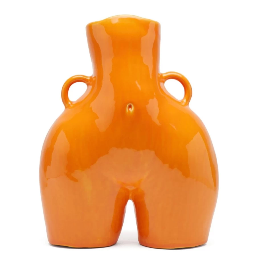 Anissa Kermiche Orange Gloss Love Handles Vase - Modern Ceramic Home Decor