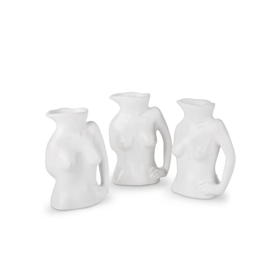 Anissa Kermiche White Mini Jugs Trio - Ceramic Decorative Jug Set