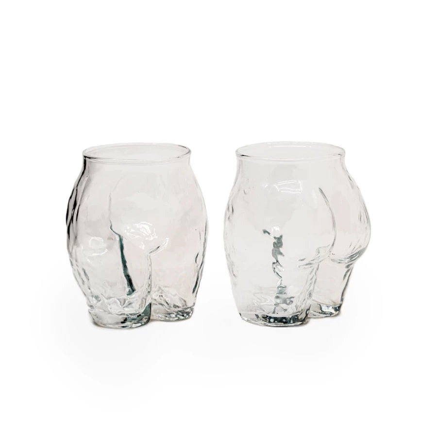 Anissa Kermiche Popotin Glass Set - 2 Clear Drinking Glasses, Elegant Design