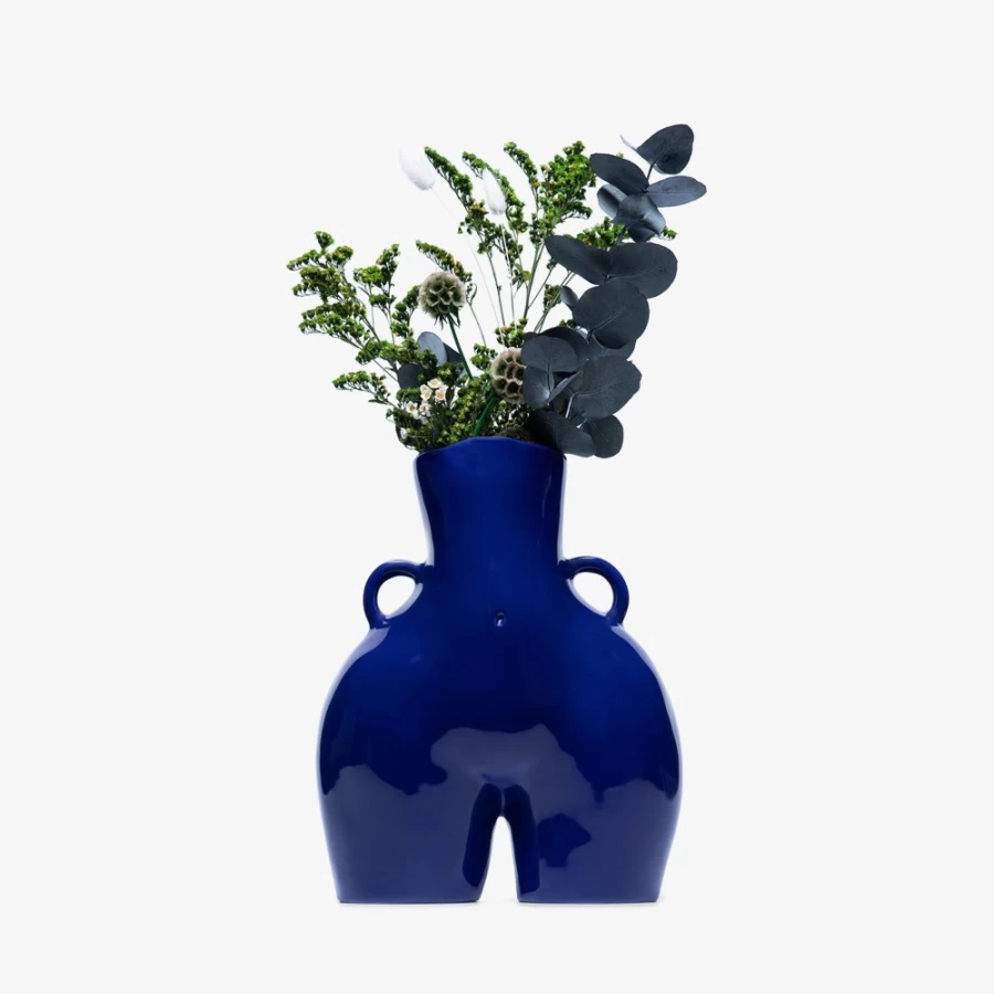 Anissa Kermiche Ocean-Blue Love Handles Vase - Ceramic Art Home Decor