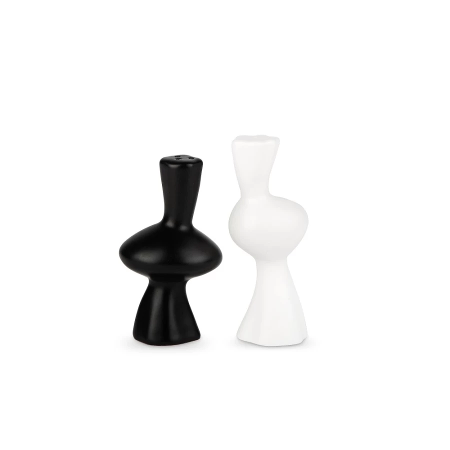 Anissa Kermiche Modern Black & White Salt and Pepper Shakers Set - Sleek Kitchen Condiment Dispenser