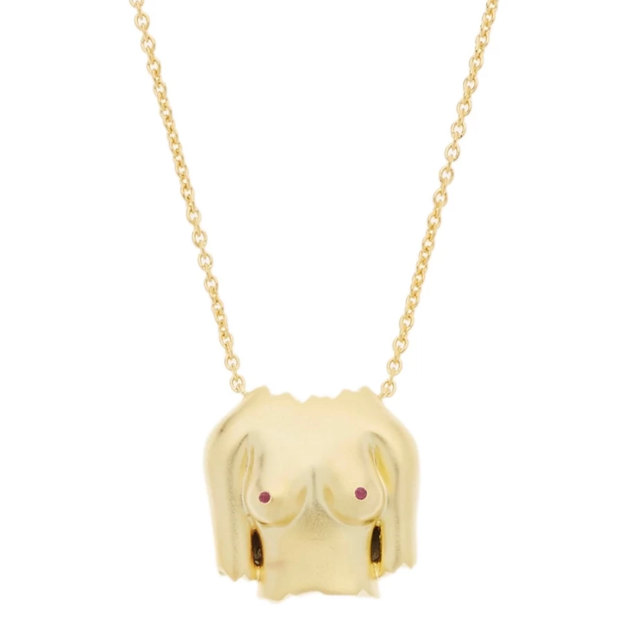 Anissa Kermiche Women's Rubies Boobies Necklace - Sanded Finish Elegant Jewelry