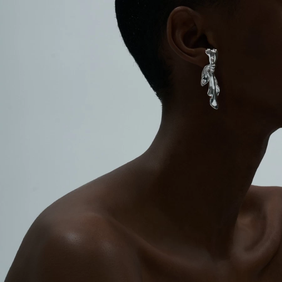 Anissa Kermiche Silver Gilded Gloth Earrings for Women - Luxury Fashion Jewelry