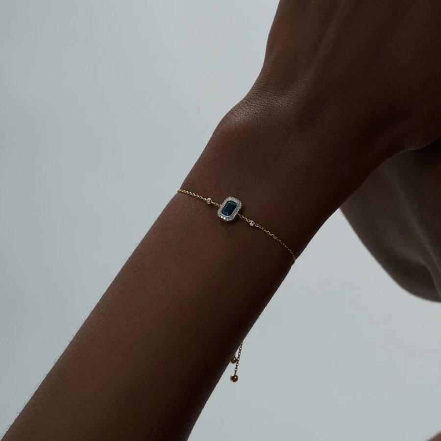 Anissa Kermiche Square Ocean-Blue Sapphire Bracelet for Women - Elegant Blue Gemstone Jewelry