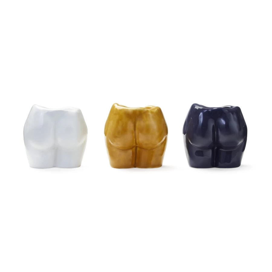 Anissa Kermiche Rock Bottom Trio Vase Set - Deep Purple, Caramel & White Ceramic Home Decor