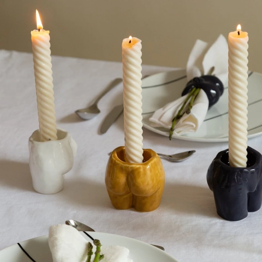 Anissa Kermiche Rock Bottom Trio Vase Set - Deep Purple, Caramel & White Ceramic Home Decor