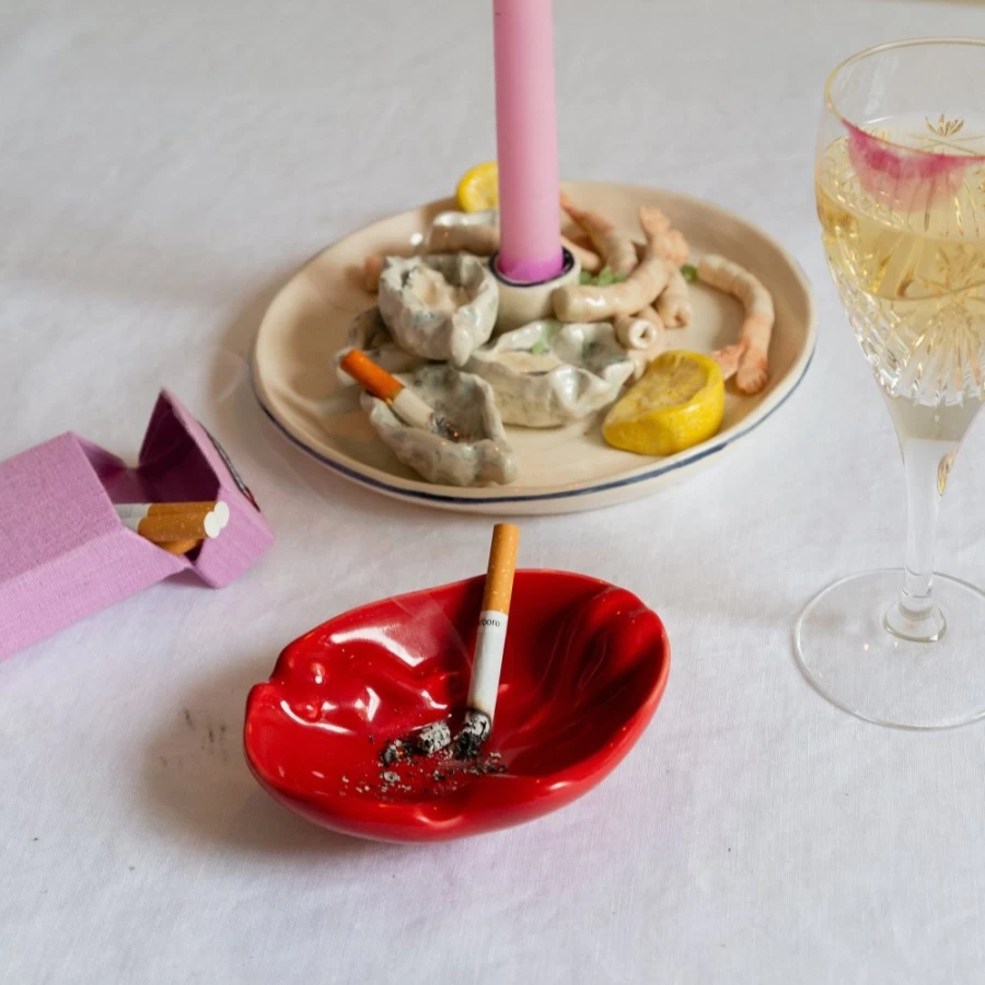 Anissa Kermiche Red Ashtray - Stylish Ceramic Ashtray for Modern Decor