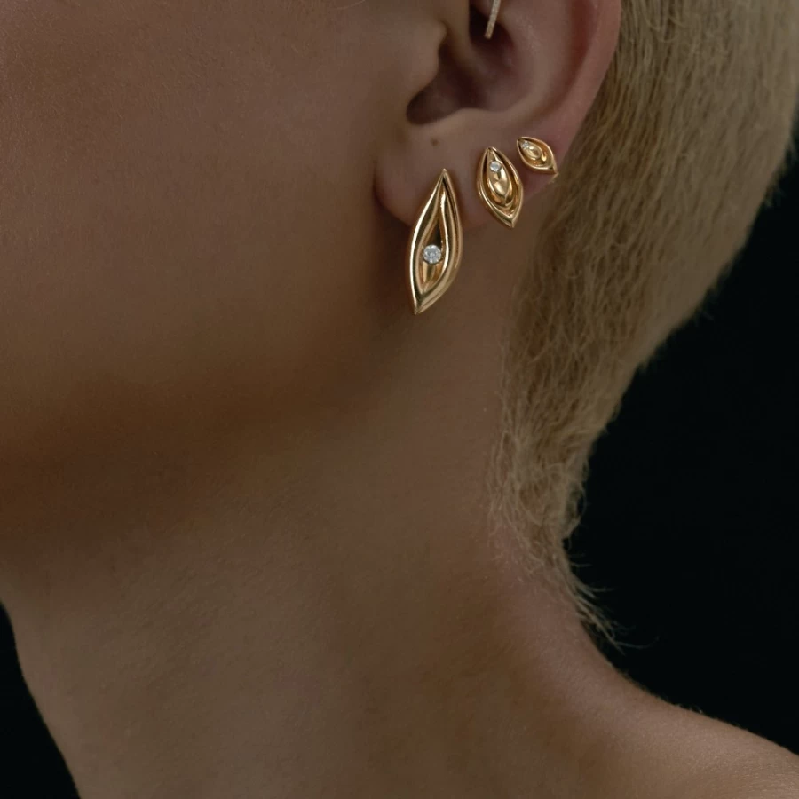 Anissa Kermiche Nip It In The Bud Large Hoop Earrings for Women - Gold Statement Earrings