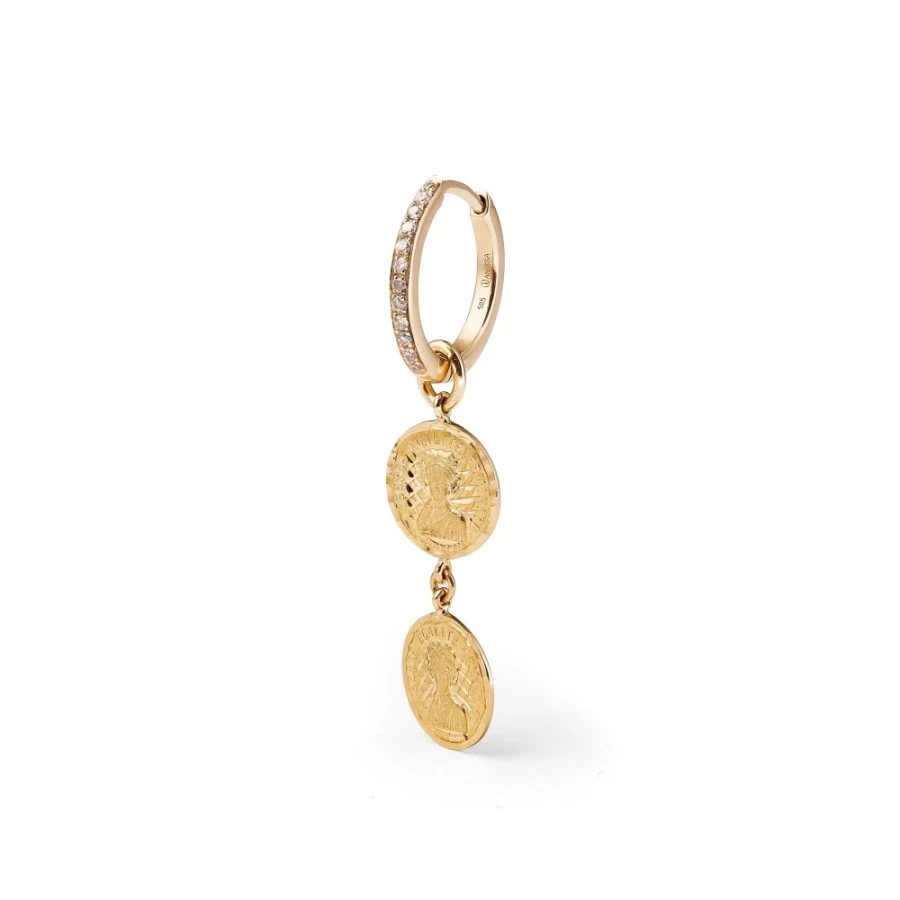 Anissa Kermiche Louise D'Or Double Coin Earrings for Women - Luxury Gold Hoop Earrings