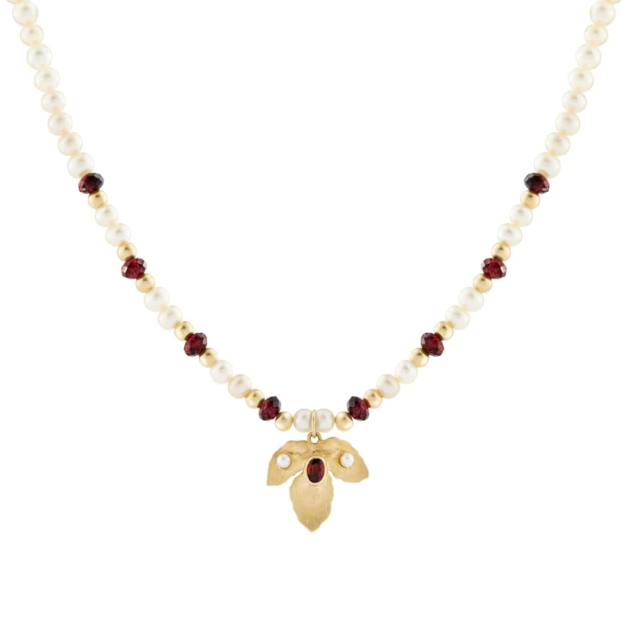 Anissa Kermiche Women's Maternity Pearl Leaf Necklace - Elegant Pregnancy Jewelry Gift