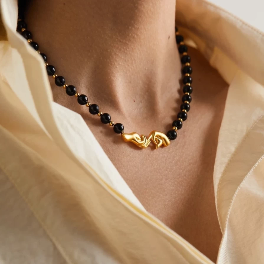 Anissa Kermiche Les Mains Necklace - Gold Women's Jewelry, Elegant Hand Design Pendant