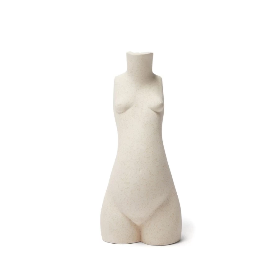 Anissa Kermiche Tit For Tat Speckled Beige Ceramic Candlestick Holder Short