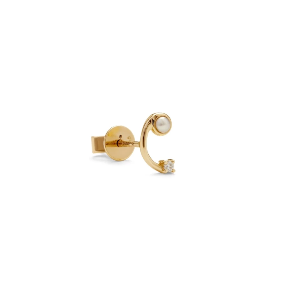 Anissa Kermiche Half Curve Stud Earrings for Women - Elegant Gold-Plated Hoop Studs