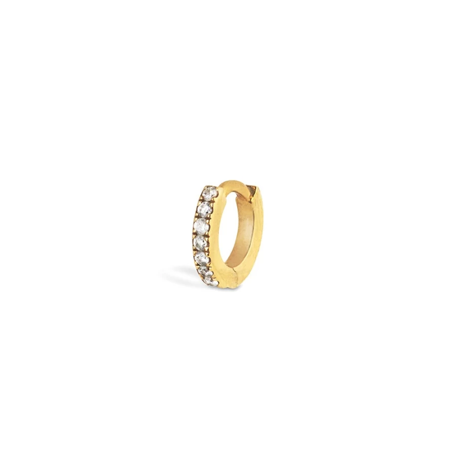 Anissa Kermiche Mini Thick Pave Hoop Earrings for Women - 5mm Gold Plated Luxury Studs