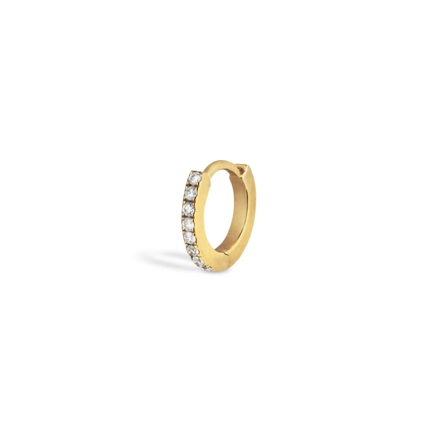 Anissa Kermiche Women's Small Thick Pave Hoop Earrings 6.5mm - Gold Plated Luxury Studs
