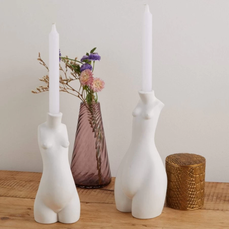 Anissa Kermiche Tit For Tat Candlestick - Tall Matte White Decorative Candle Holder