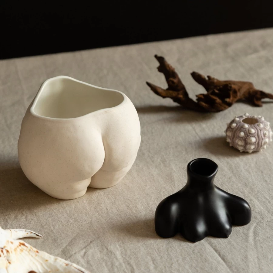 Anissa Kermiche Little Women Duo - White & Black Ceramic Vase Set