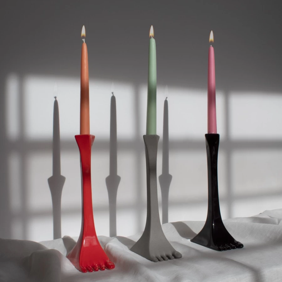 Anissa Kermiche Black Footsie Candlestick - Elegant Home Decor