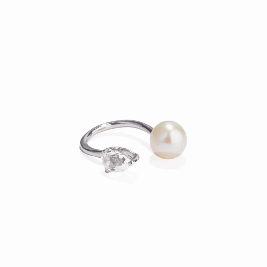Anissa Kermiche Perle Rare Ear Cuff for Women - Elegant White Gold Plated Ear Cuff Jewelry