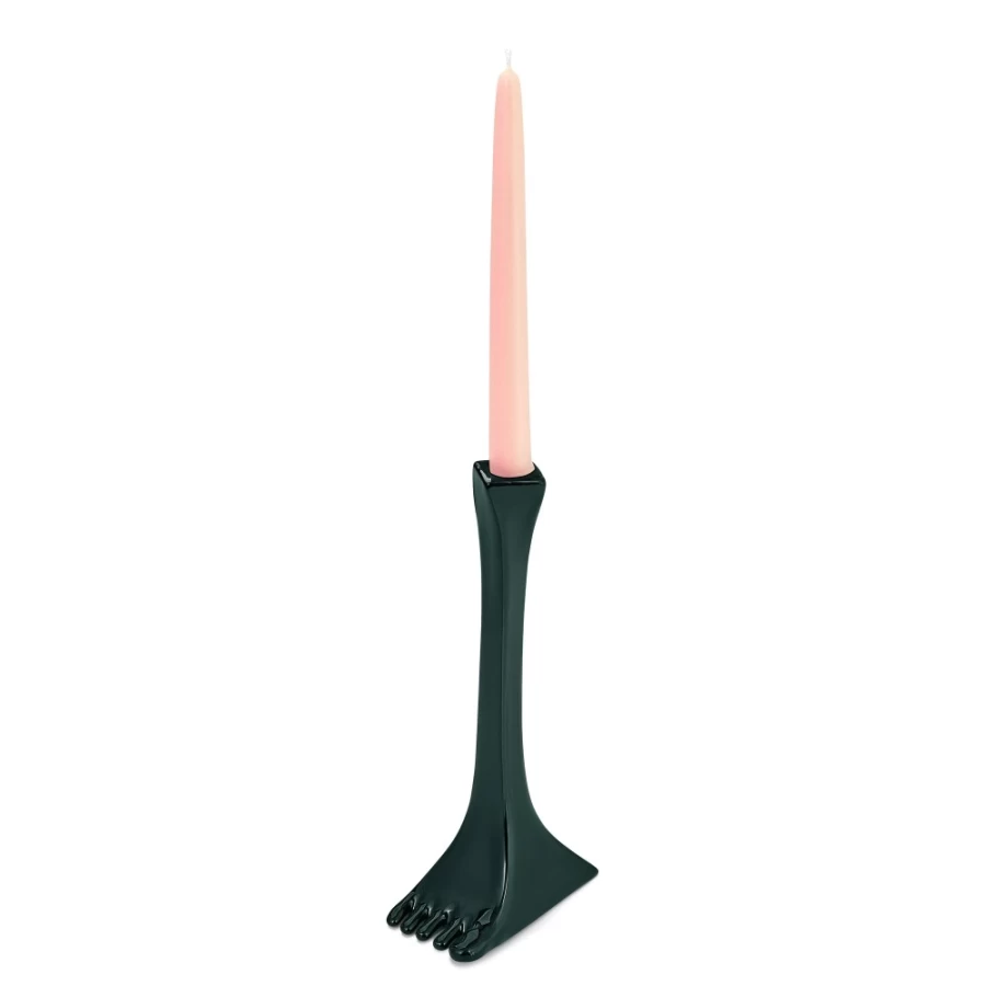 Anissa Kermiche Bottle Green Footsie Candlestick - Decorative Ceramic Candle Holder