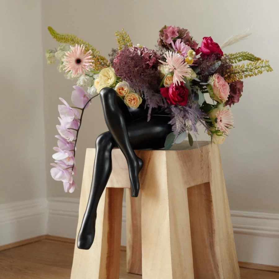 Anissa Kermiche Legs 11 Black Ceramic Vase - Handcrafted Home Decor
