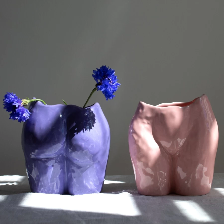 Anissa Kermiche Popotin Pot High-Shine Lilac Ceramic Vase - Decorative Home Accessory